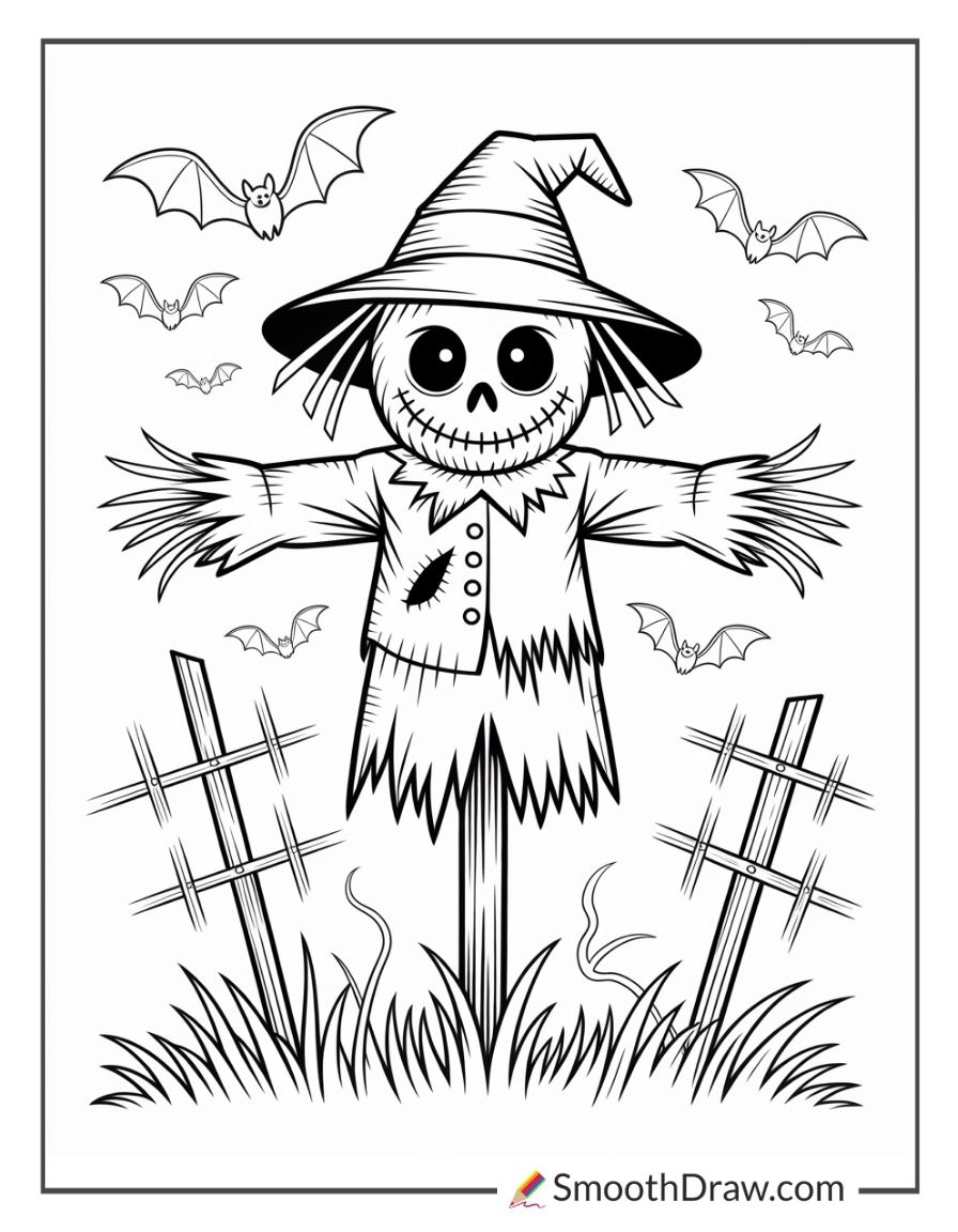 Creepy Scarecrow Coloring Pages