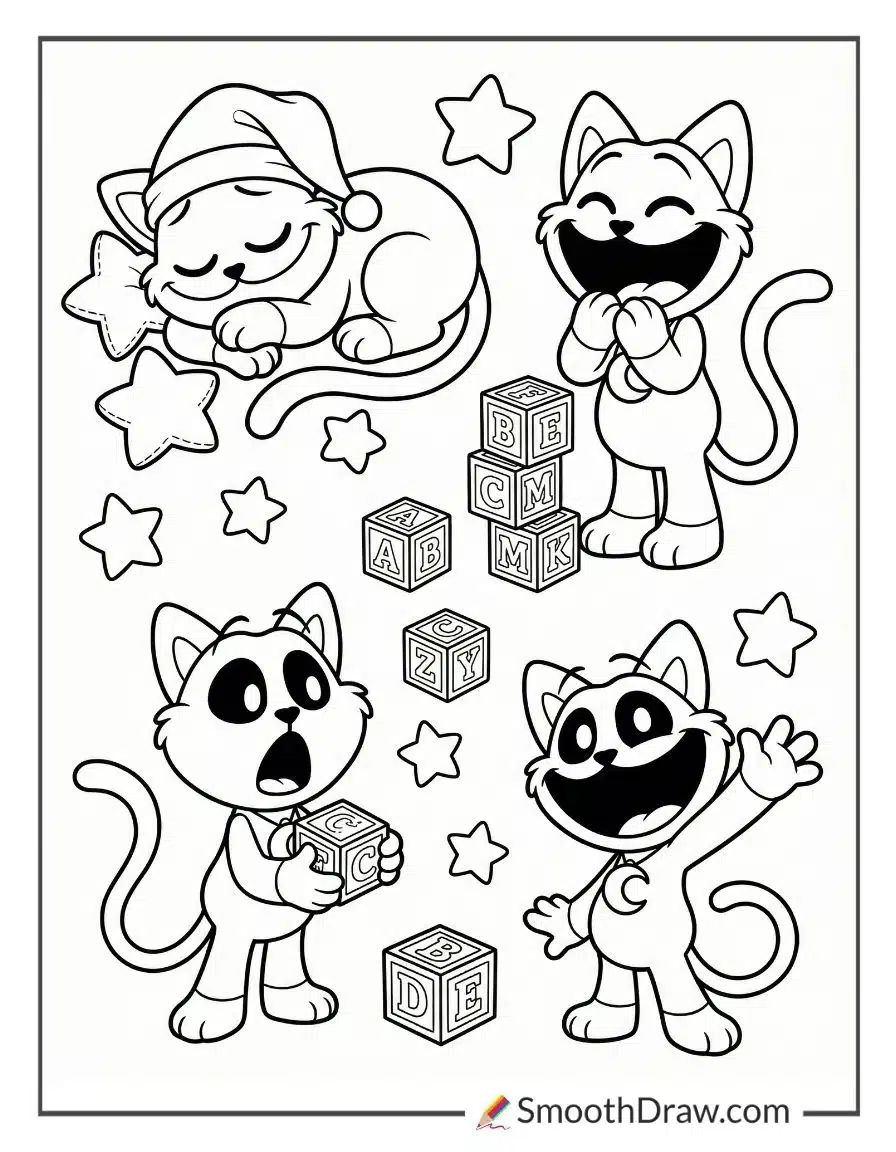 Cute Catnap Coloring Page
