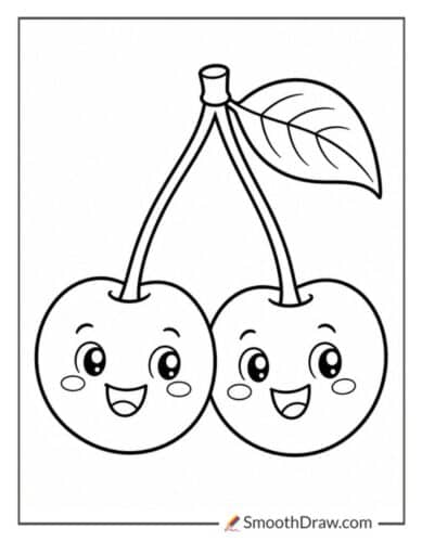 Cute Cherry Coloring Pages