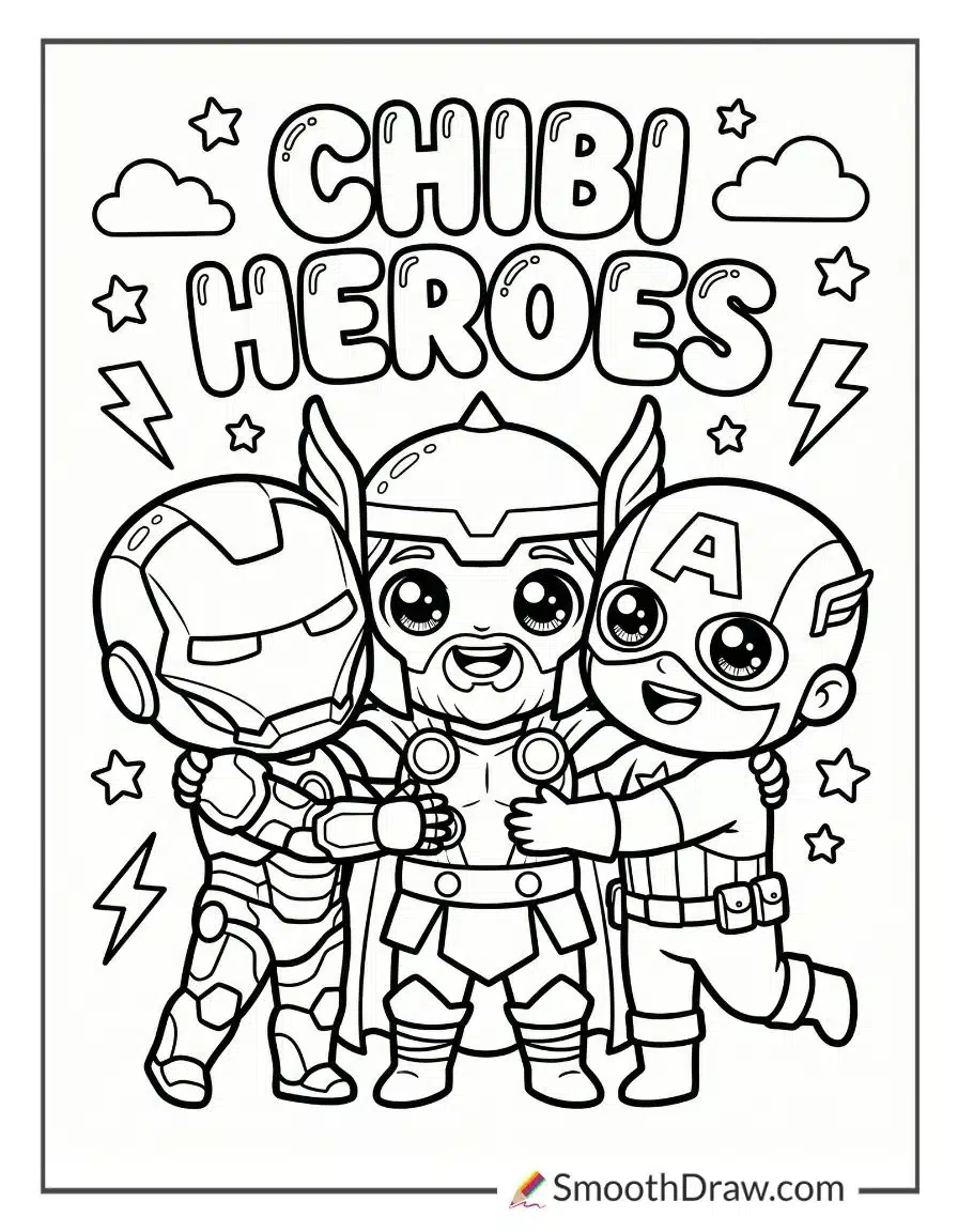 Cute Chibi Avengers Coloring Pages 2