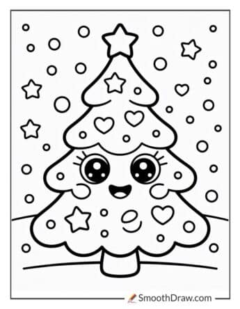 Cute Christmas Tree Coloring Pages