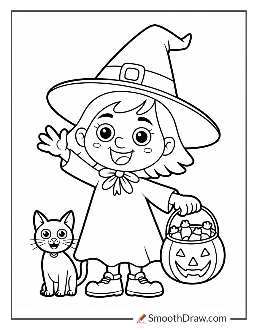 Cute Halloween Witch Coloring Pages