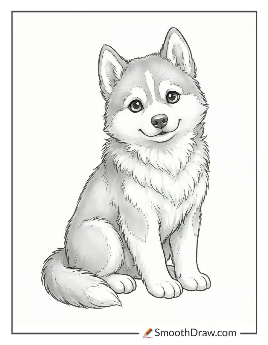 Cute Siberian Husky Coloring Page