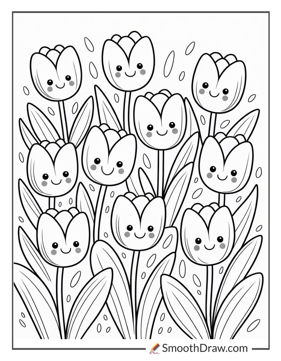 Cute Tulip Coloring Page