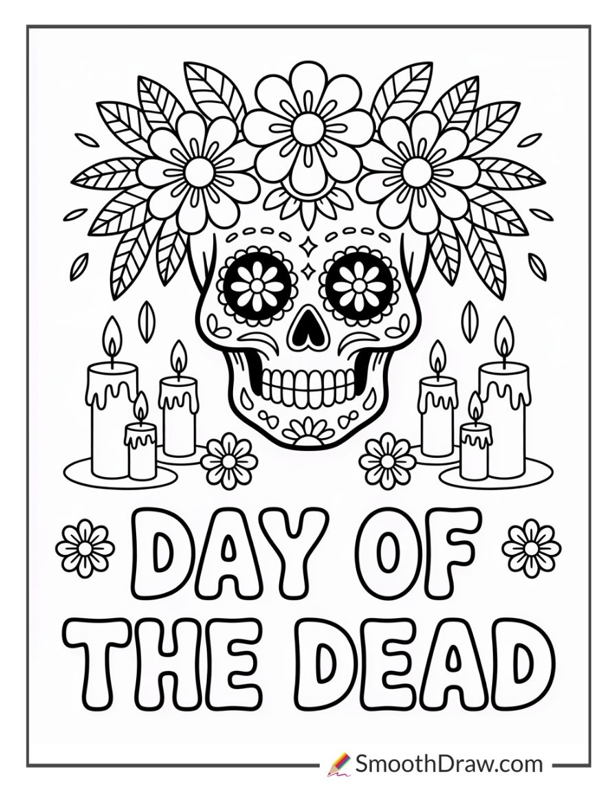 Day Of The Dead Skull Coloring Page
