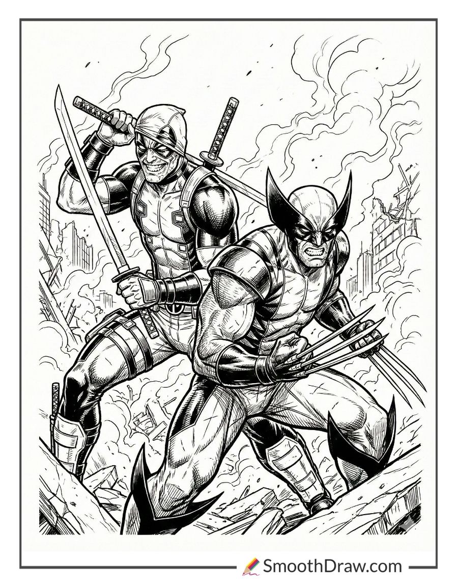 Deadpool And Wolverine Coloring Pages