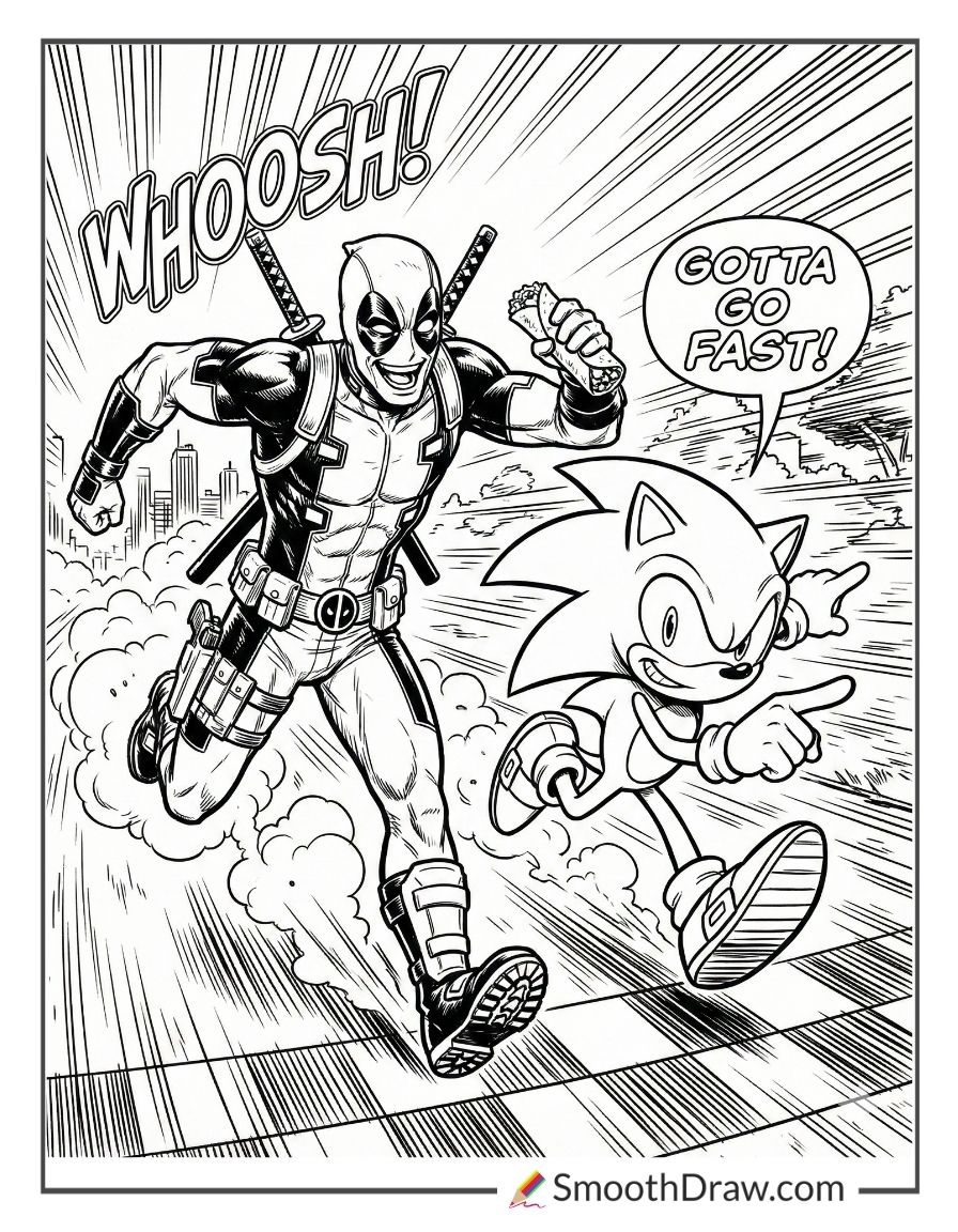 Deadpool Sonic Coloring Page