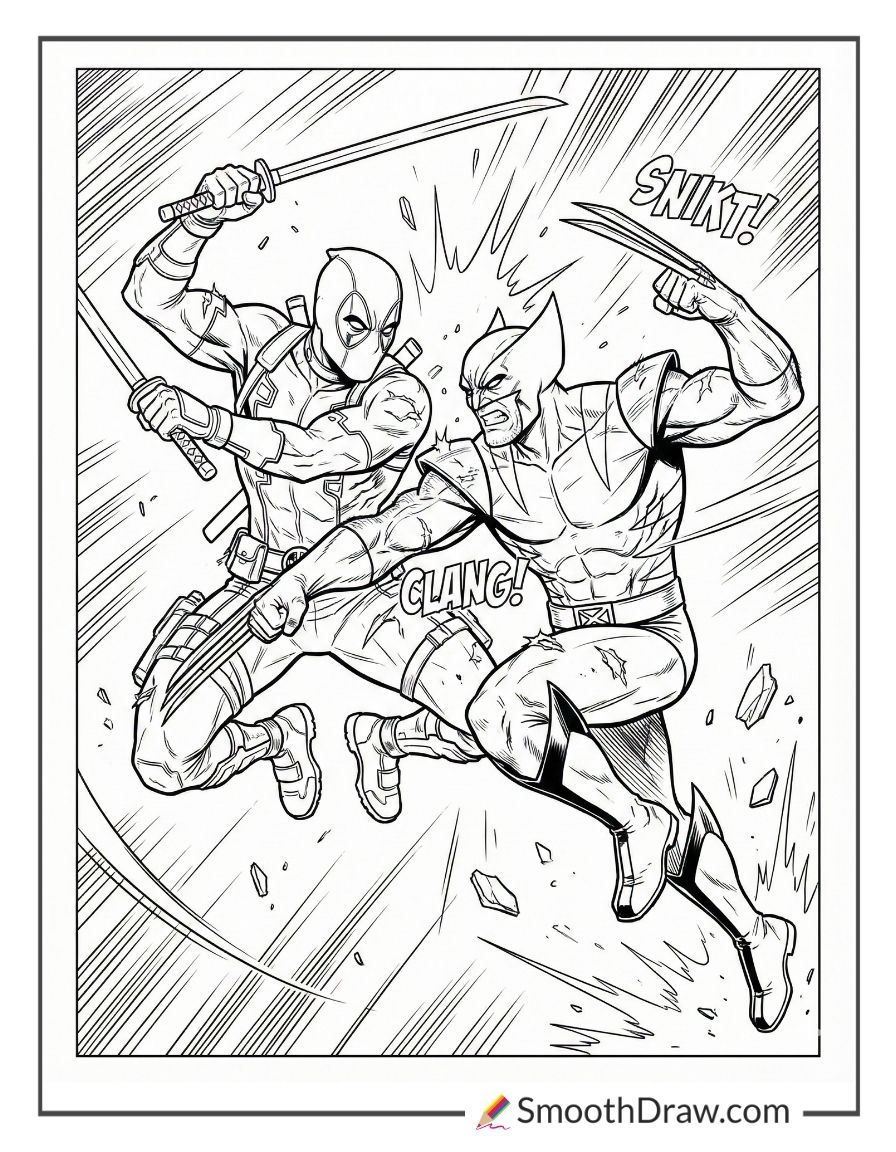 Deadpool Vs Wolverine Coloring Pages