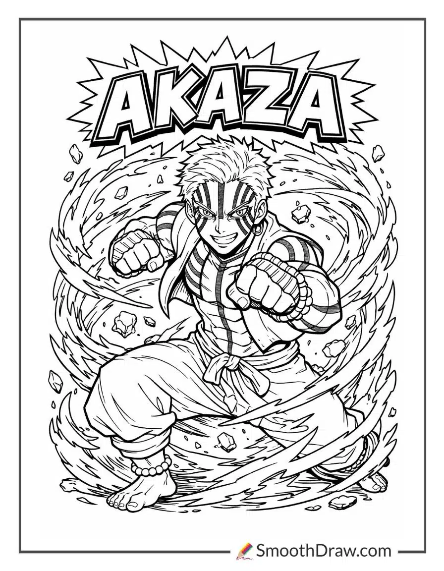 Demon Slayer Coloring Pages Akaza