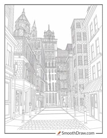 detailed city coloring pages
