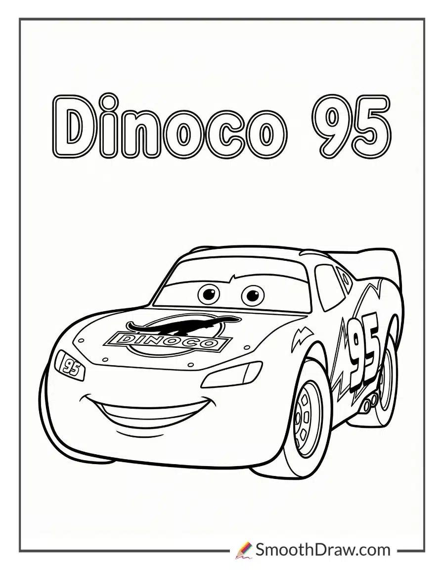 Dinoco Lightning Mcqueen Coloring Page