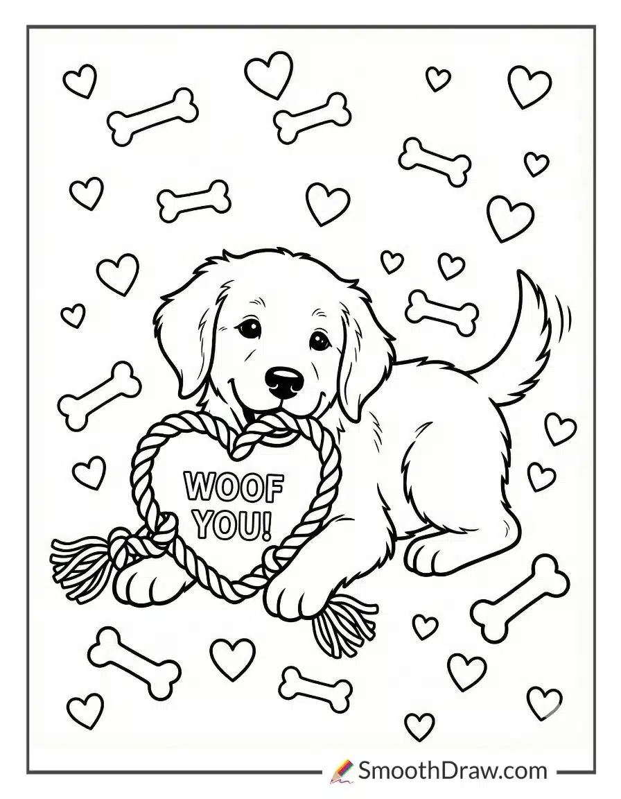 Dog Valentine Coloring Pages