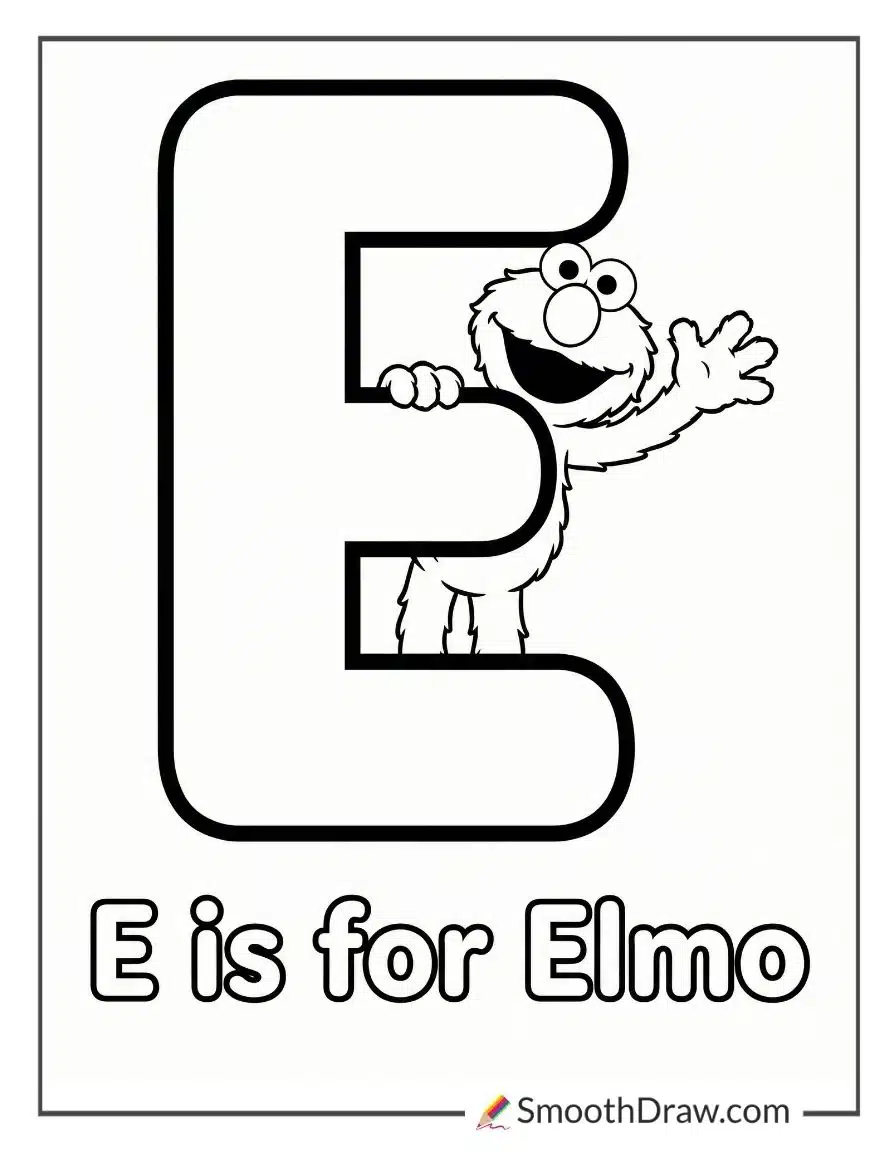 e is for elmo coloring page