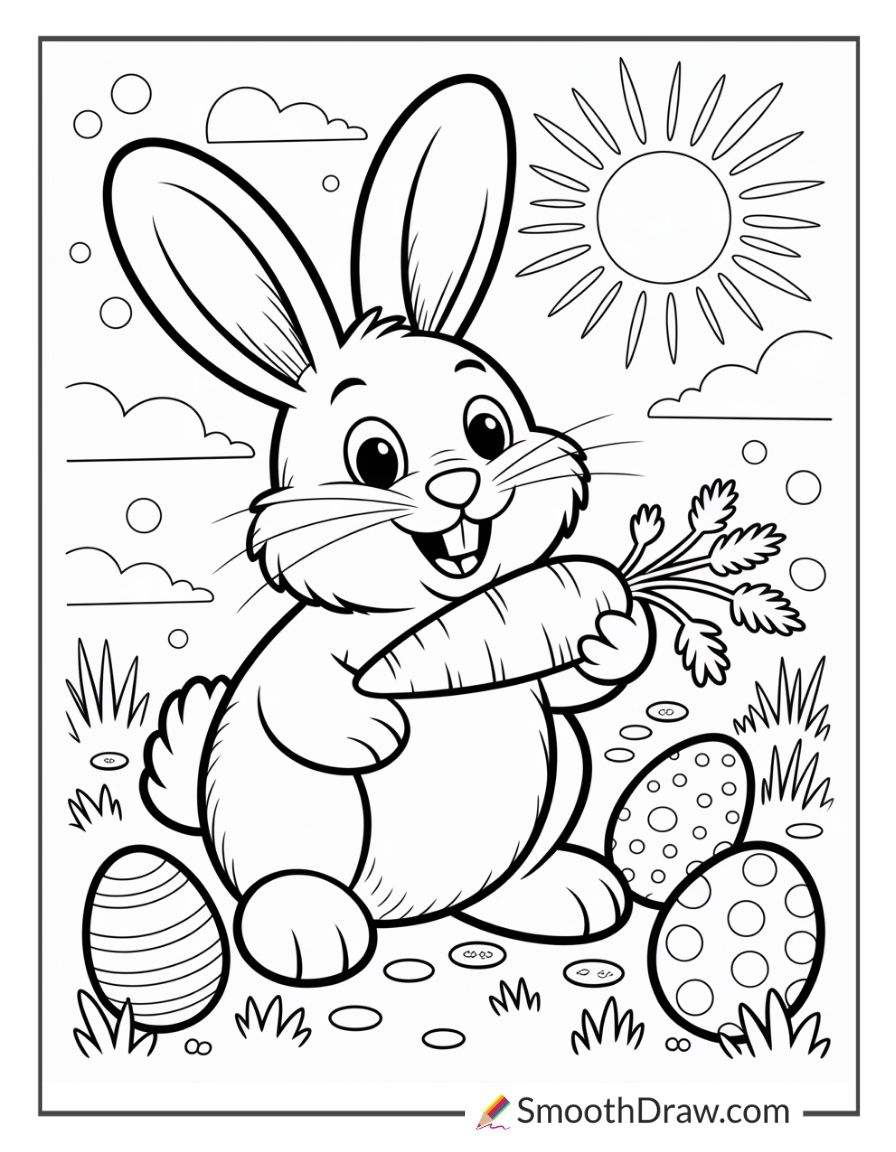 Easter Bunny With Carrot Coloring Pages