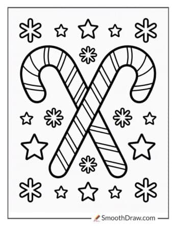 Easy Candy Cane Coloring Pages