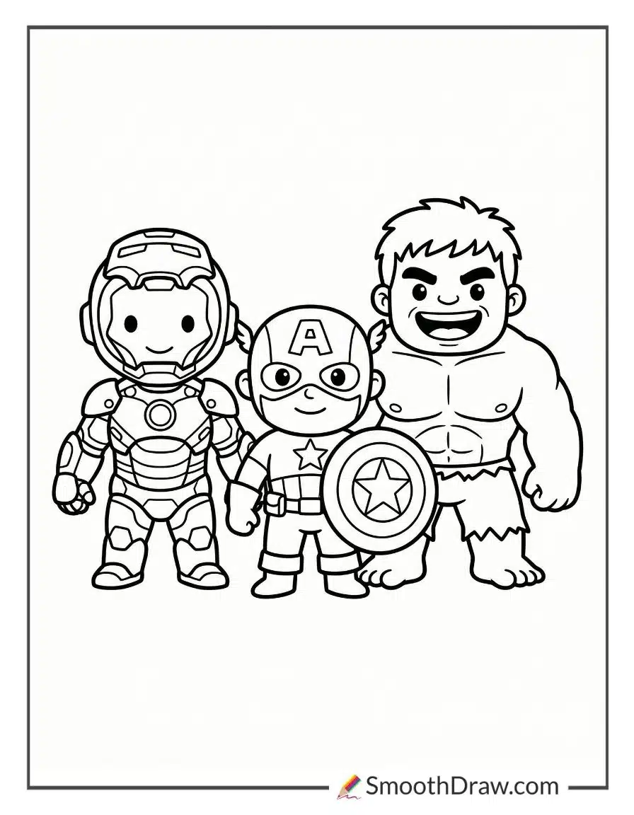 Easy Cute Avengers Coloring Pages