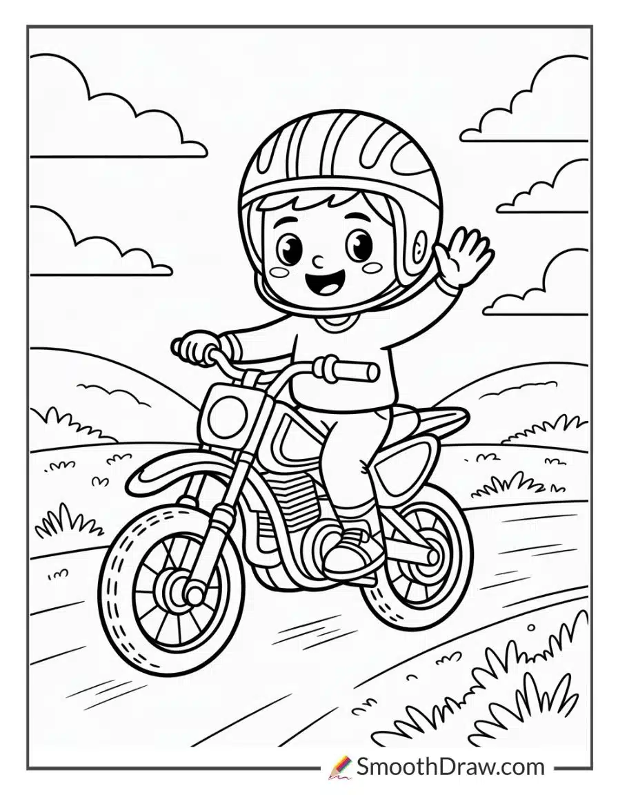 easy dirt bike coloring pages