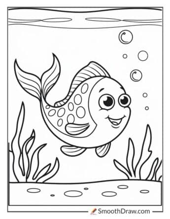 easy fish coloring page