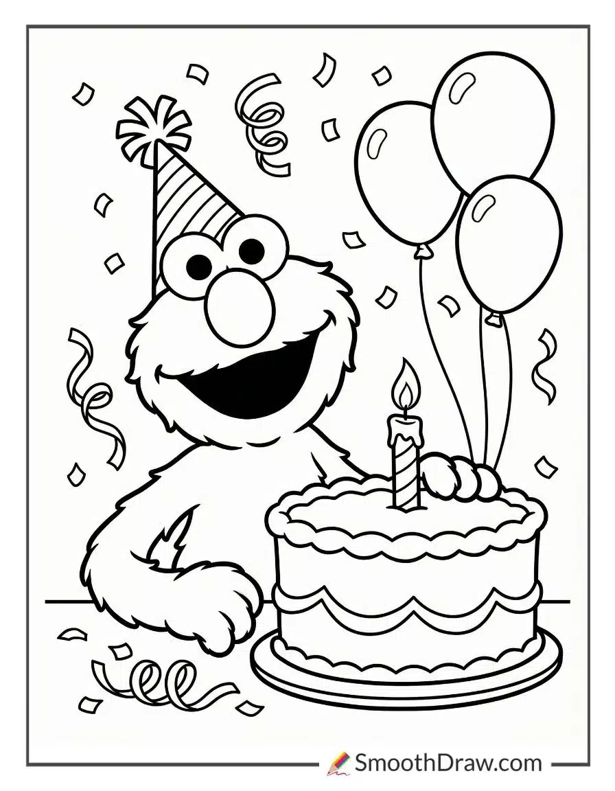 elmo birthday coloring pages