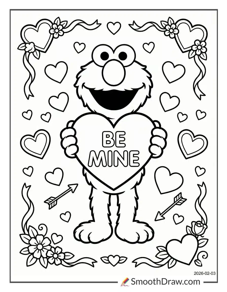 elmo valentine coloring pages