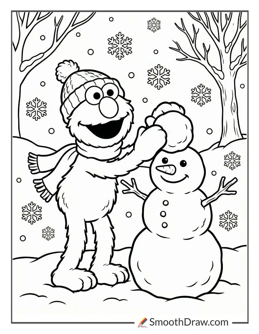 elmo winter coloring pages