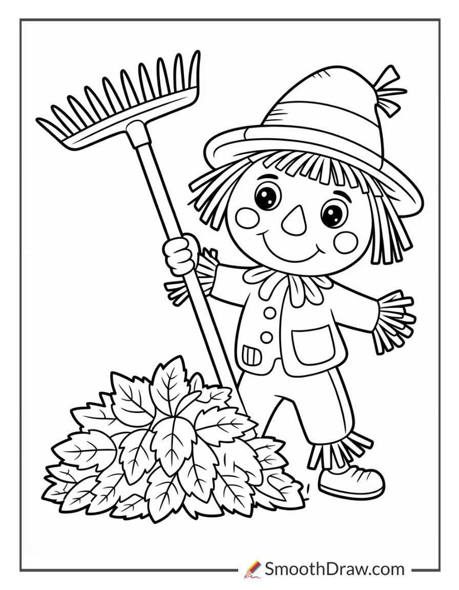 Fall Scarecrow Coloring Pages 1