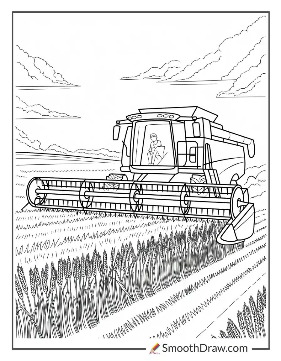 farm combine coloring page