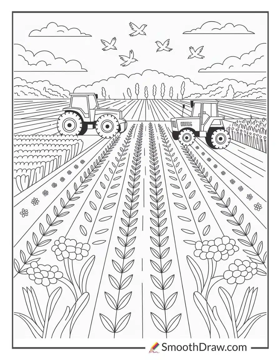 farm field coloring page