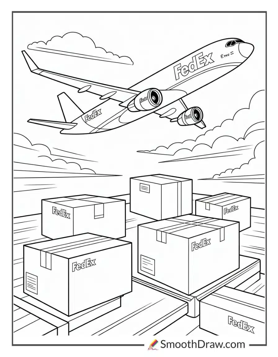Fedex Airplane Coloring Page