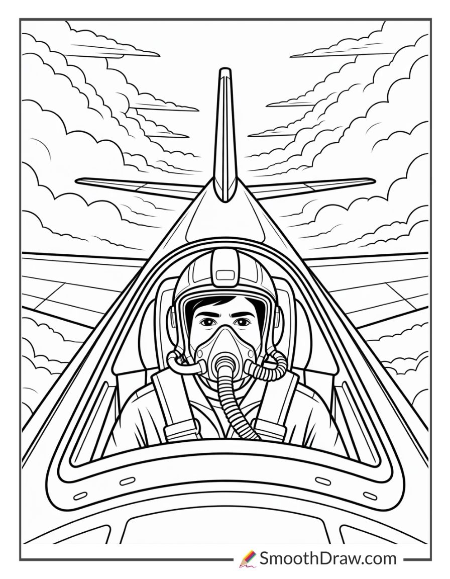 Fighter Pilot Coloring Page