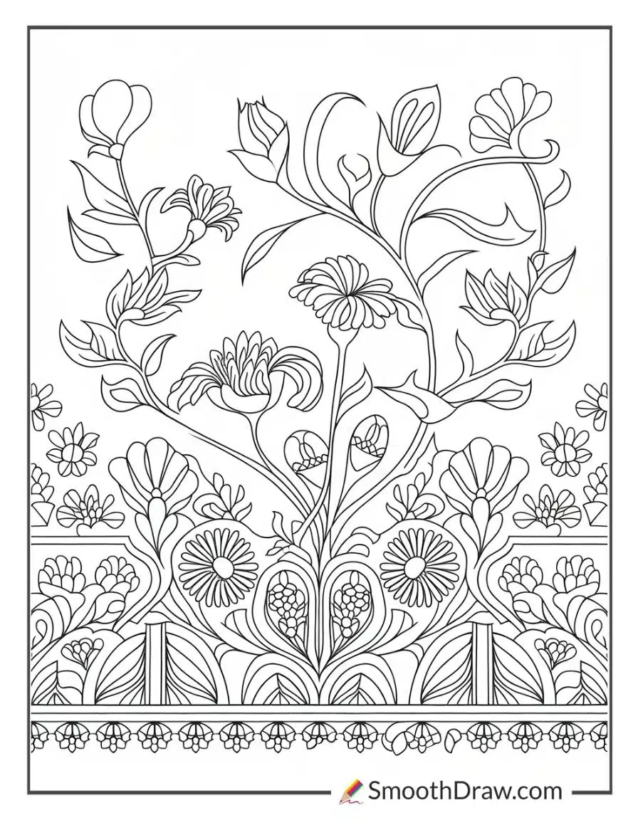 flower coloring page for adults