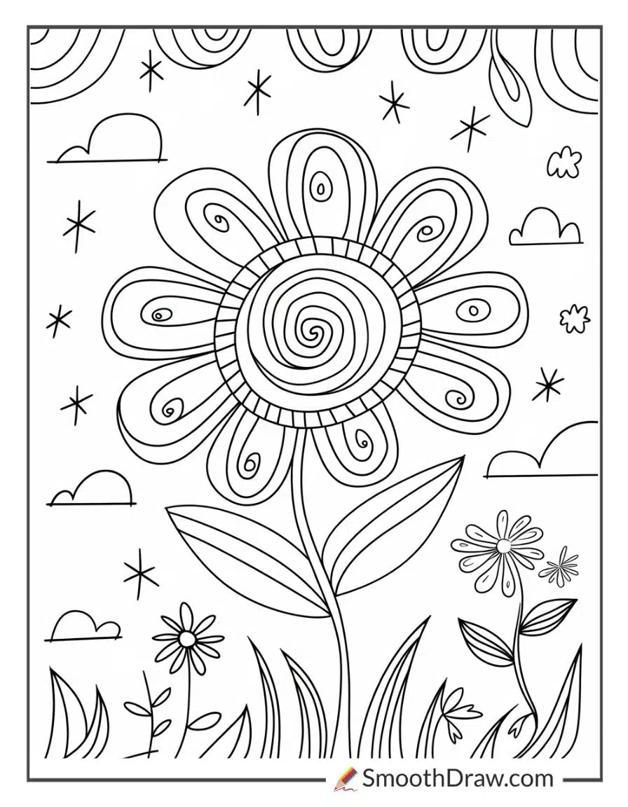 flower coloring page for kids
