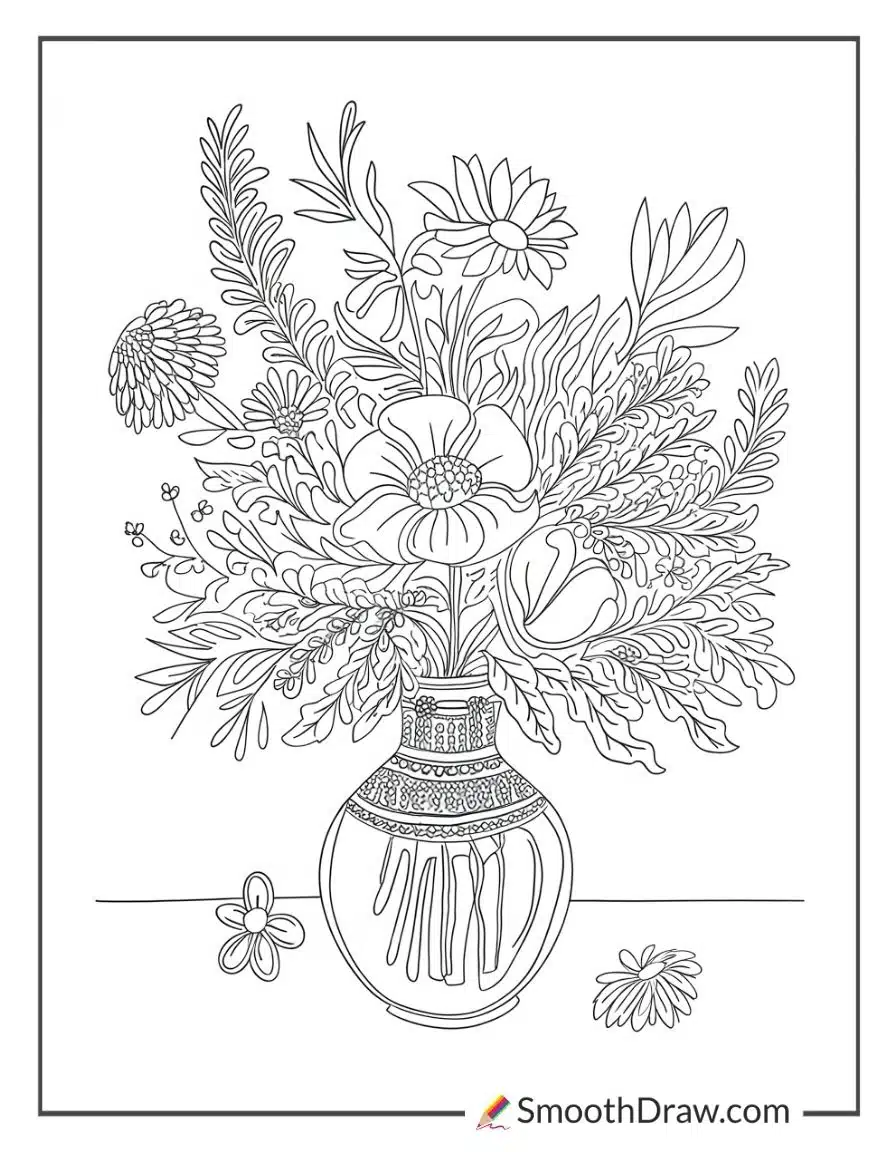 flower vase coloring page