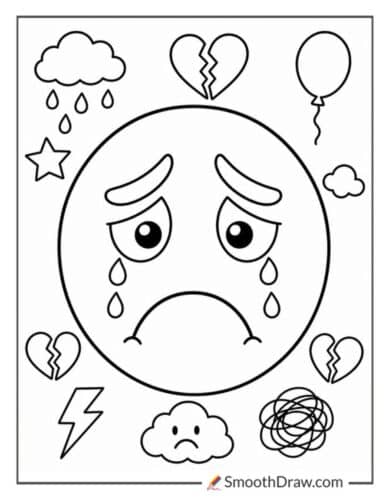 Frowning Face Coloring Sheet