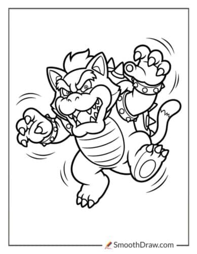 Fury Meowser Cat Bowser Coloring Page