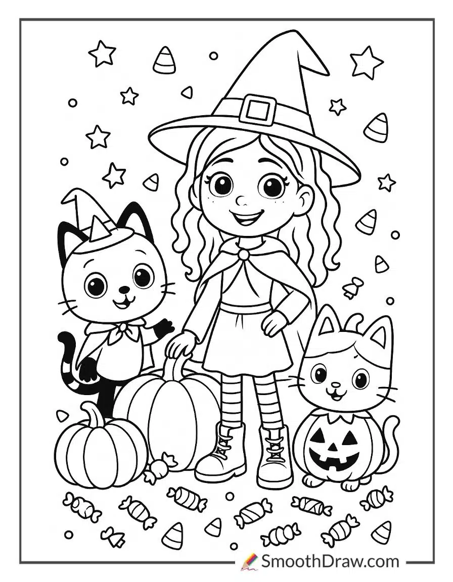 Gabby Dollhouse Halloween Coloring Pages
