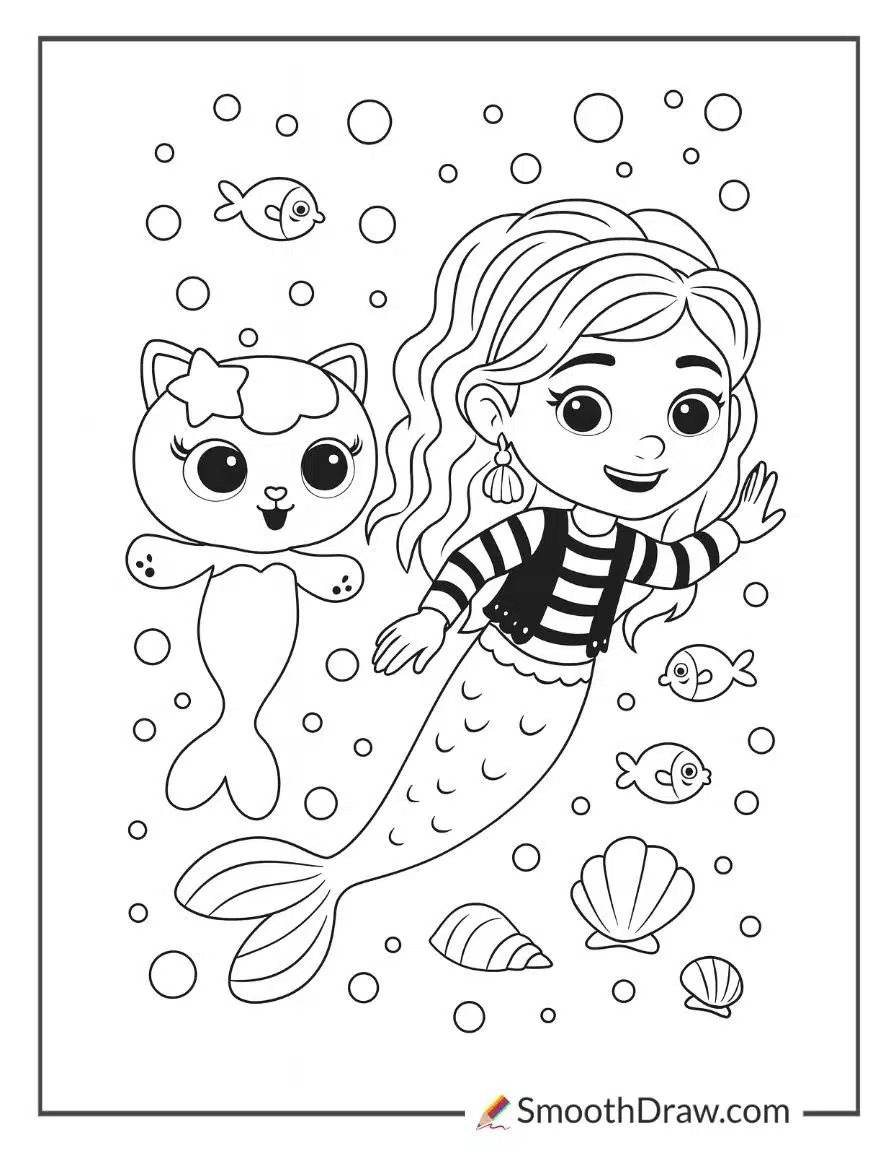 Gabby Dollhouse Mermaid Coloring Pages 2