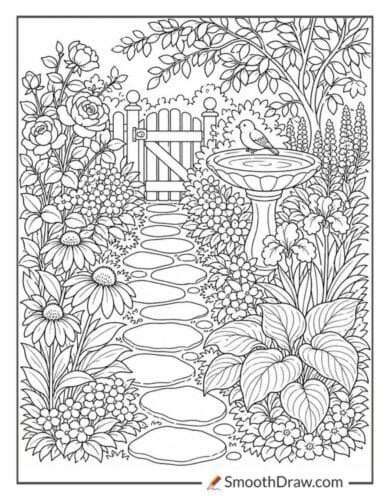 Gentle Garden Path With Flowers
