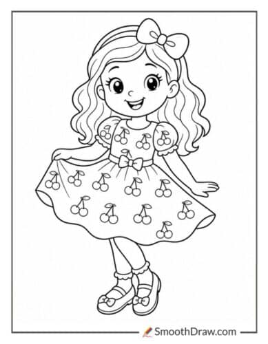 Girl Wearing A Cherry Print Dress