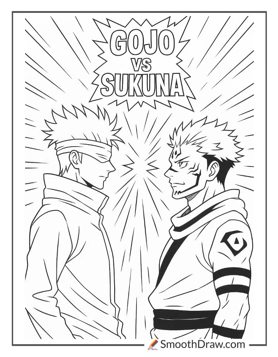 gojo vs sukuna coloring pages