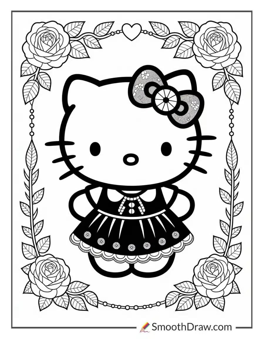 Goth Hello Kitty Coloring Pages