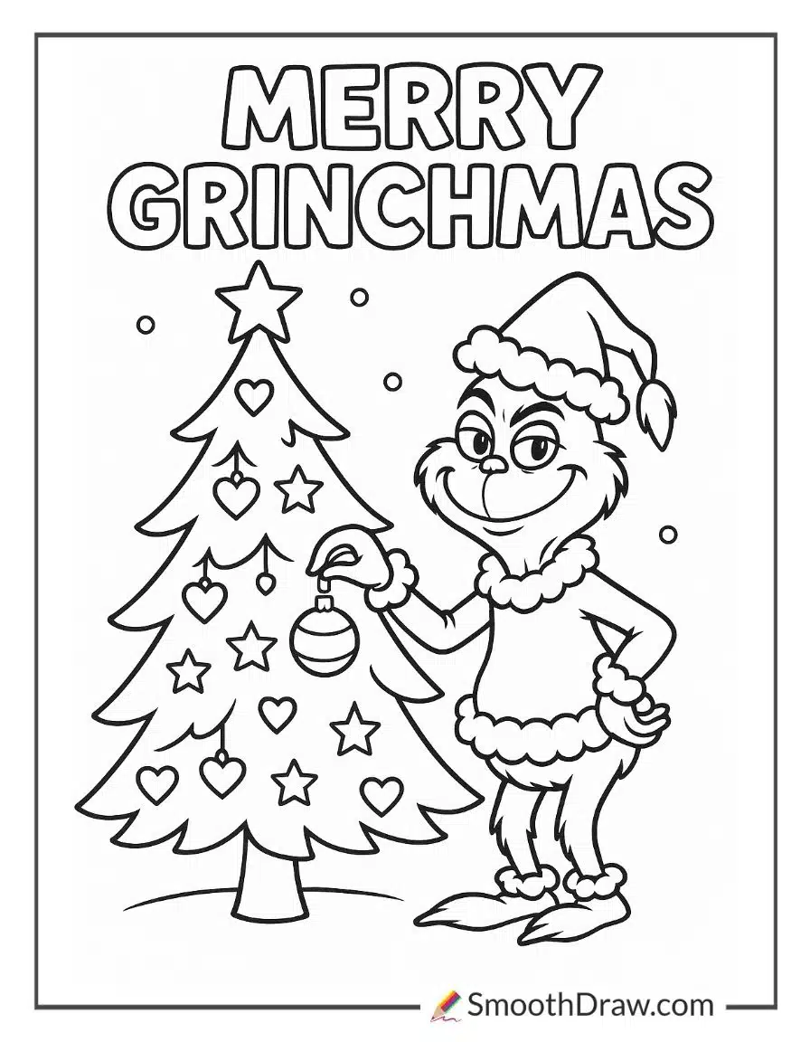 Grinch Christmas Tree Coloring Page
