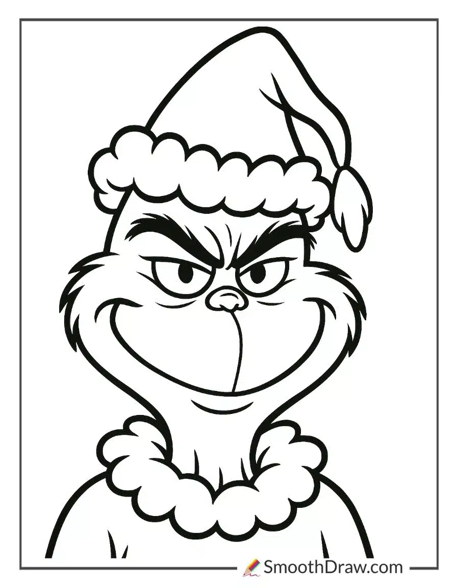 Grinch Head Coloring Page