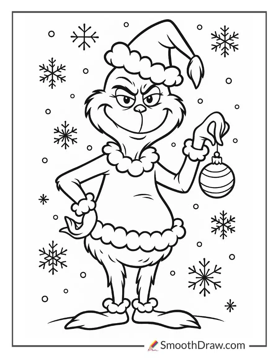 Grinch Ornament Coloring Page