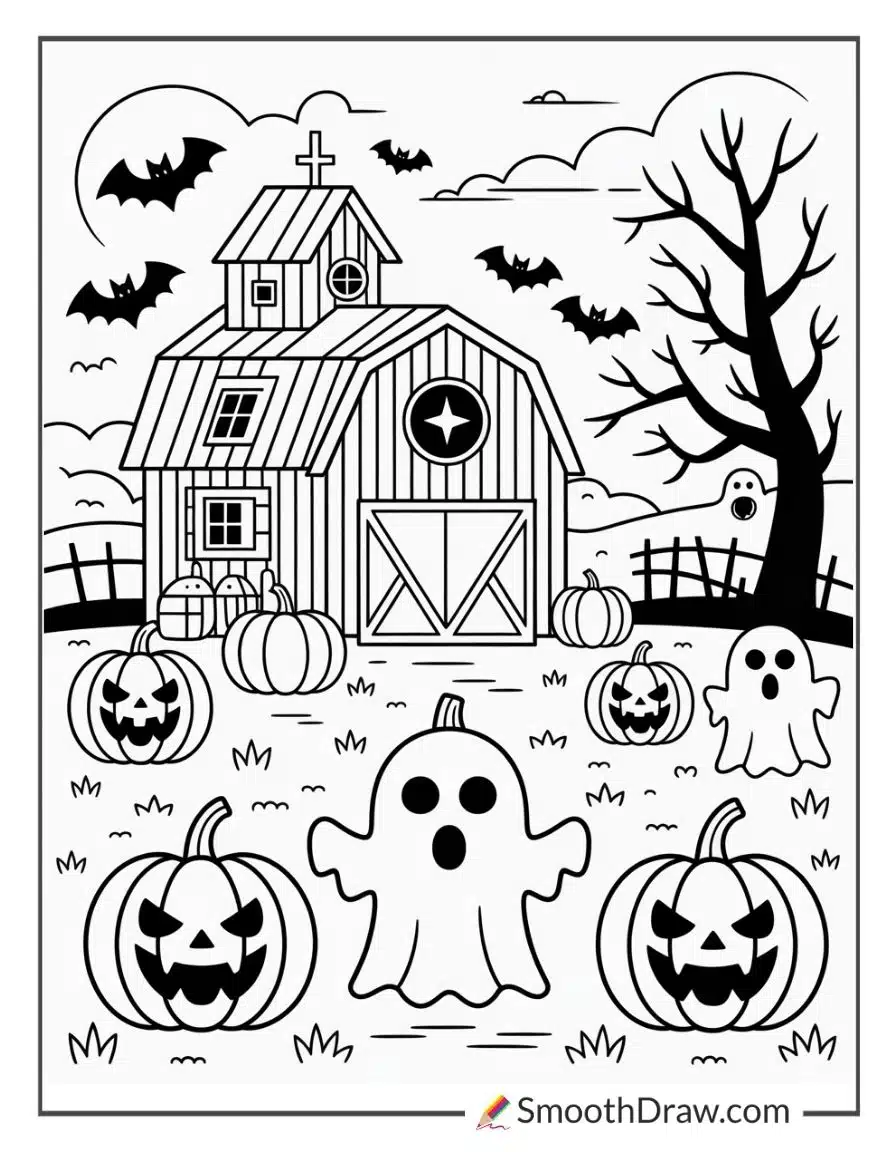 halloween farm coloring pages