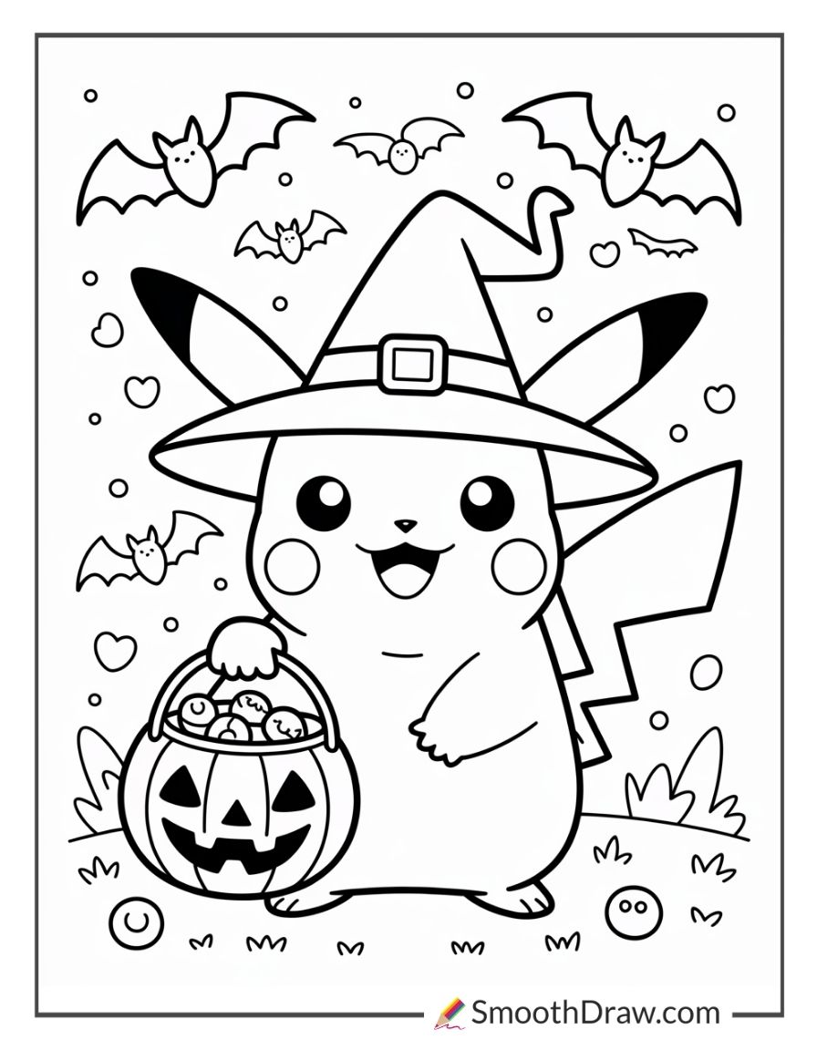 Halloween Pikachu Coloring Page