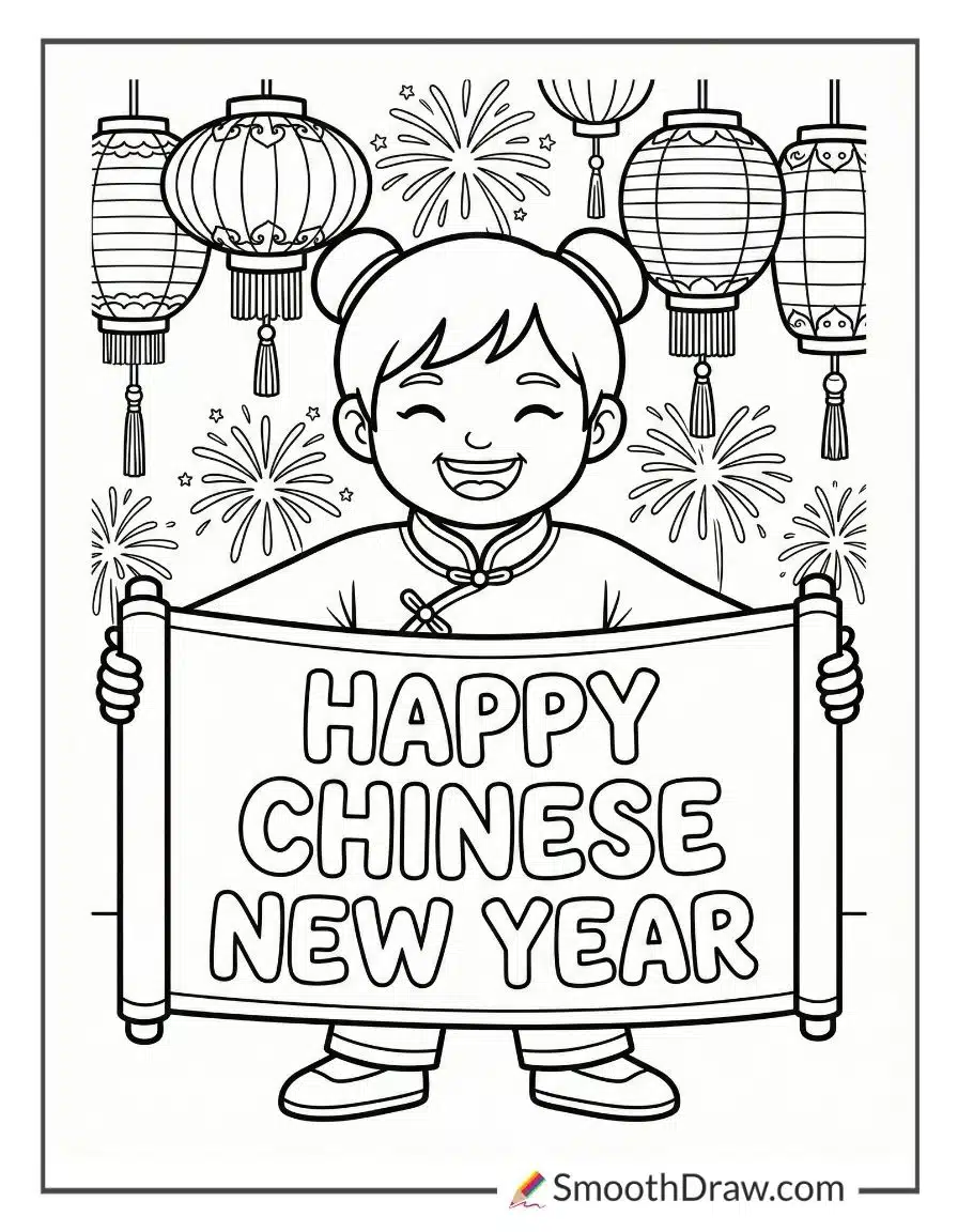 Happy Chinese New Year Coloring Page