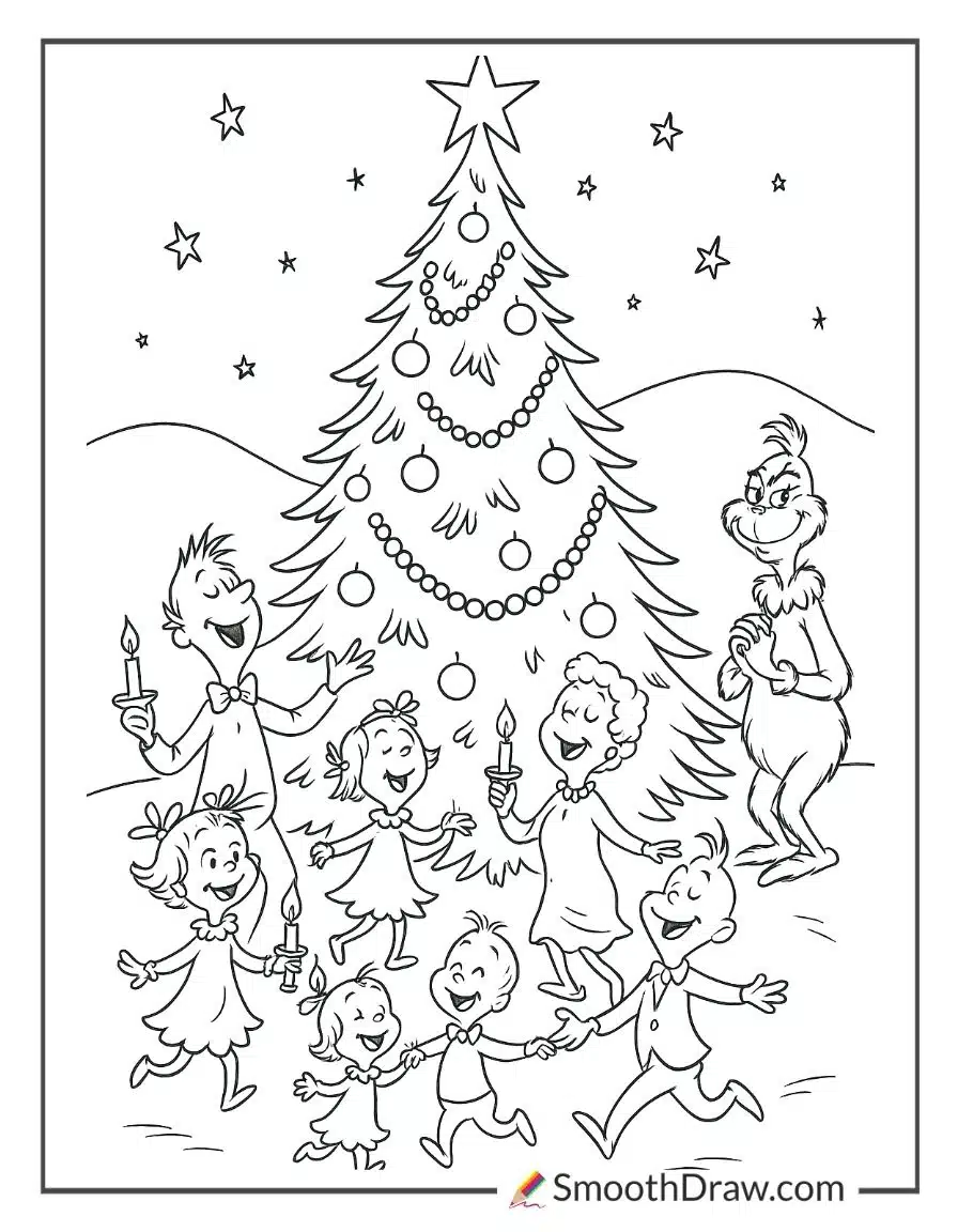 Happy Grinch Coloring Page