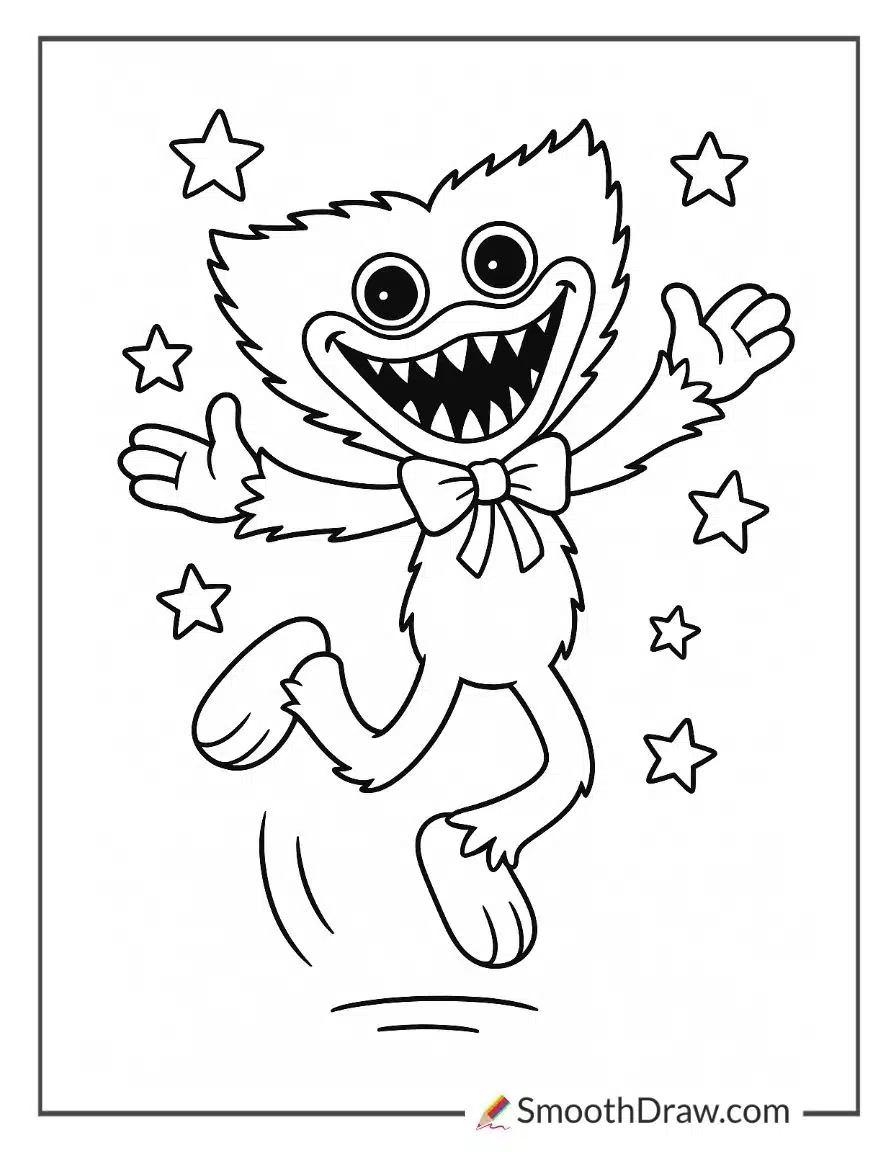 Happy Huggy Wuggy Coloring Pages