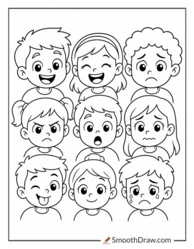 Happy Sad Coloring Pages